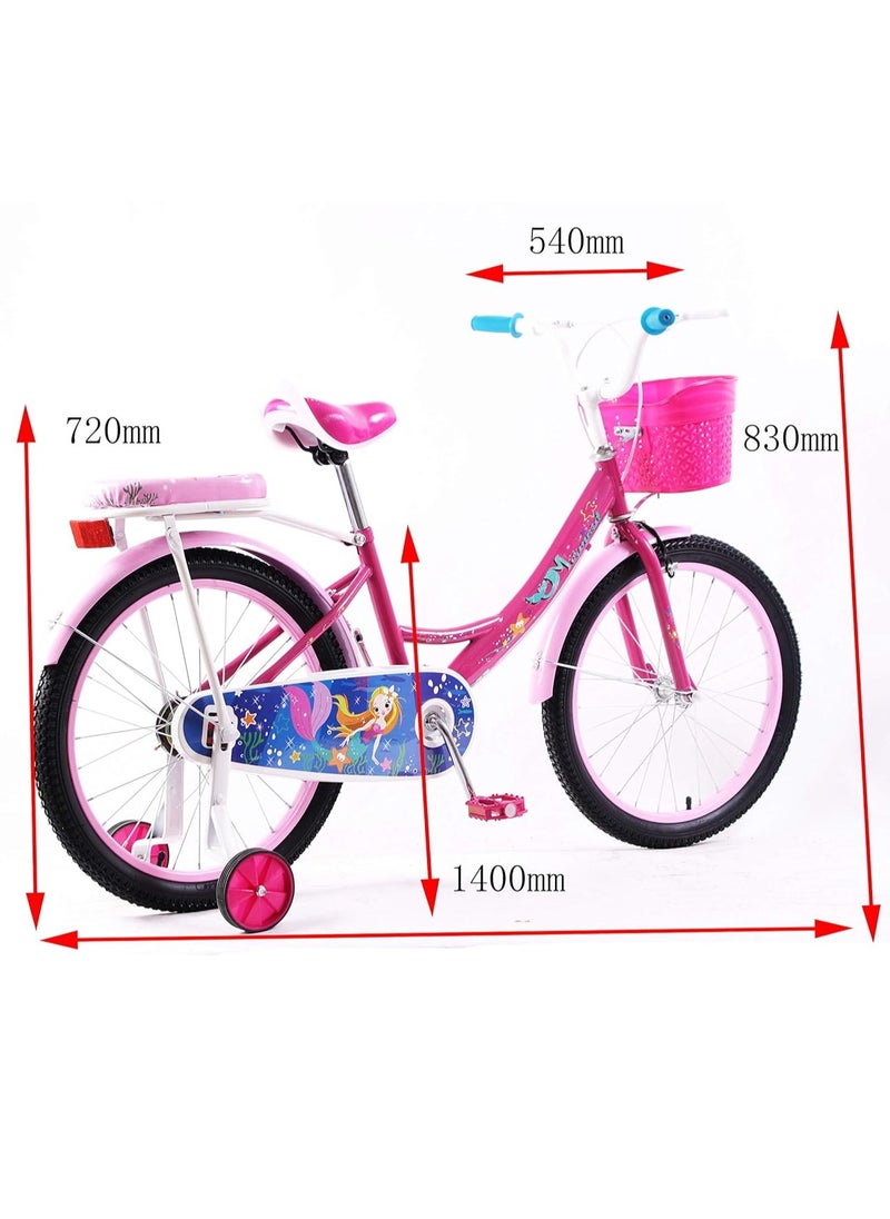 Elgo Mermaid Kids Road Bike 20 Inch w/ Training Wheels - Dark Pink