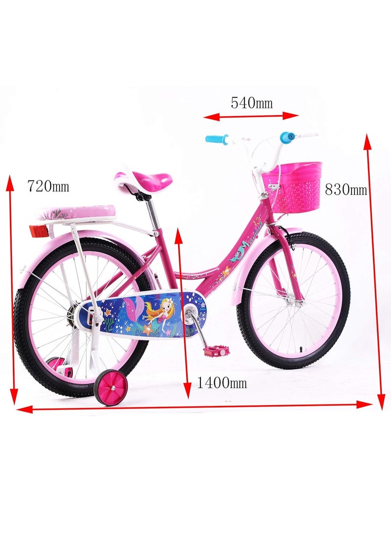 Elgo Mermaid Kids Road Bike 20 Inch w/ Training Wheels - Purple