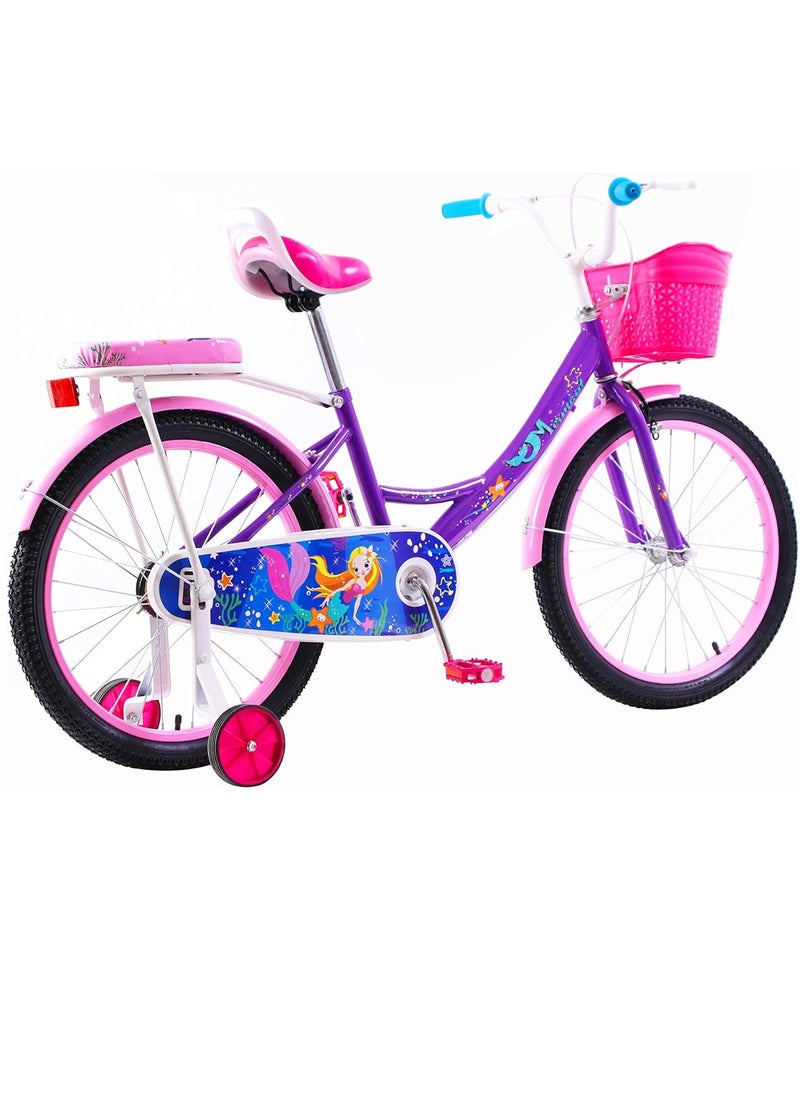 Elgo Mermaid Kids Road Bike 20 Inch w/ Training Wheels - Purple