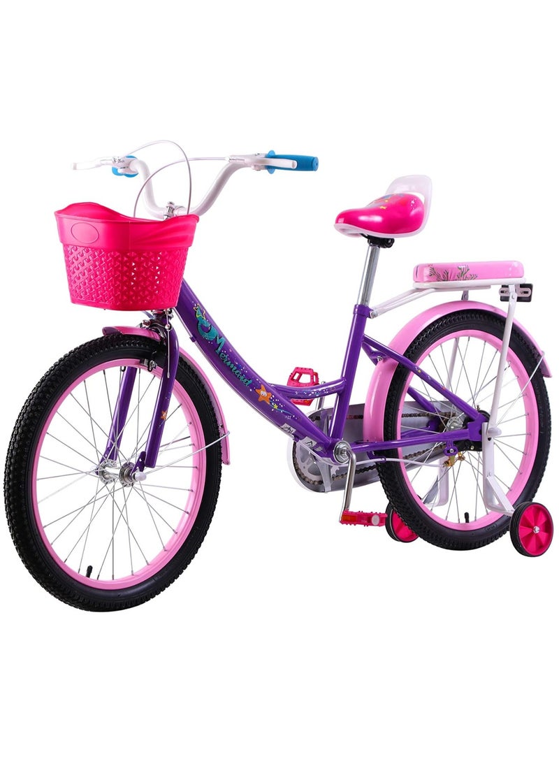 Elgo Mermaid Kids Road Bike 20 Inch w/ Training Wheels - Purple