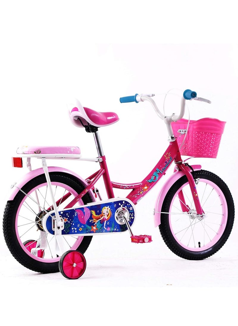 Elgo Mermaid Kids Road Bike 16 Inch w/ Training Wheels - Dark Pink