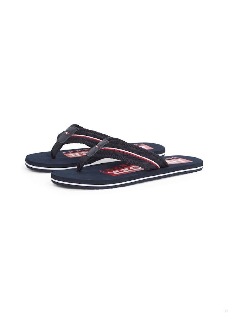 Men's Signature Tape Webbing Flip-Flops - Polyester, Blue