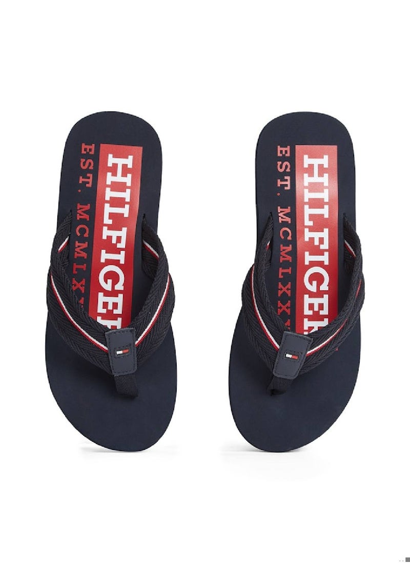 Men's Signature Tape Webbing Flip-Flops - Polyester, Blue