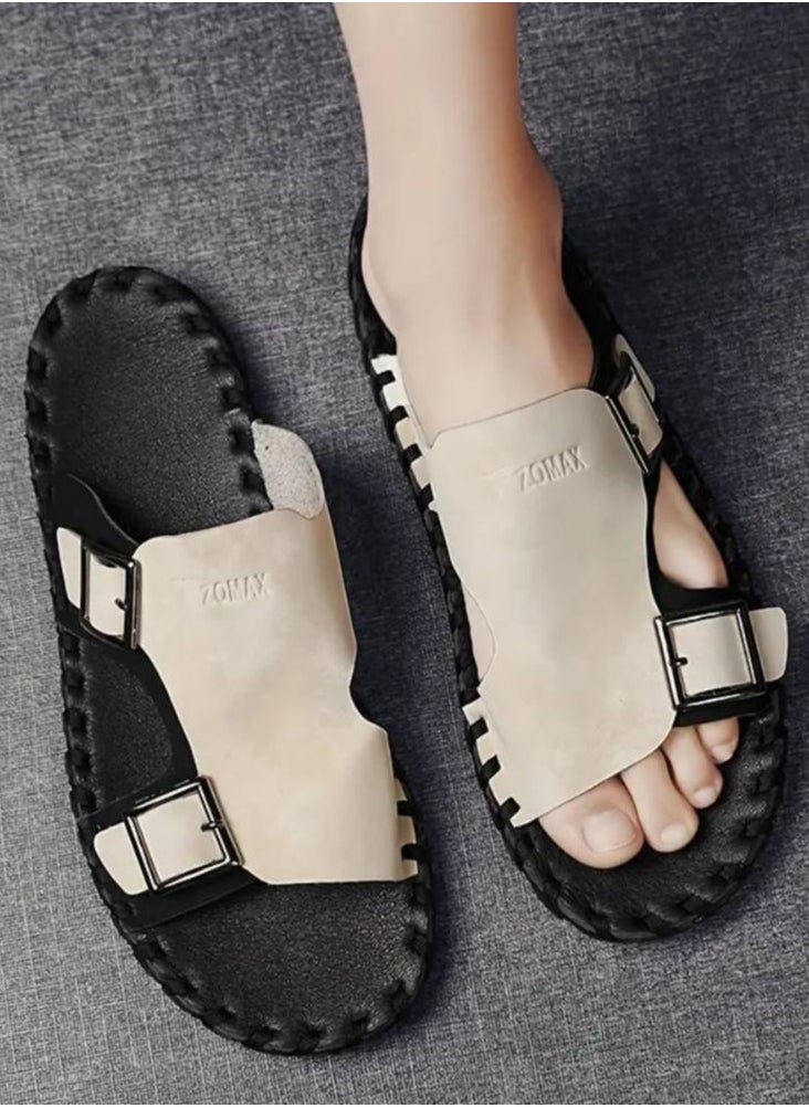 Men's Retro-Inspired Slip-On Sandals - Comfortable, Non-Slip Rubber Sole For Outdoor & Casual Wear