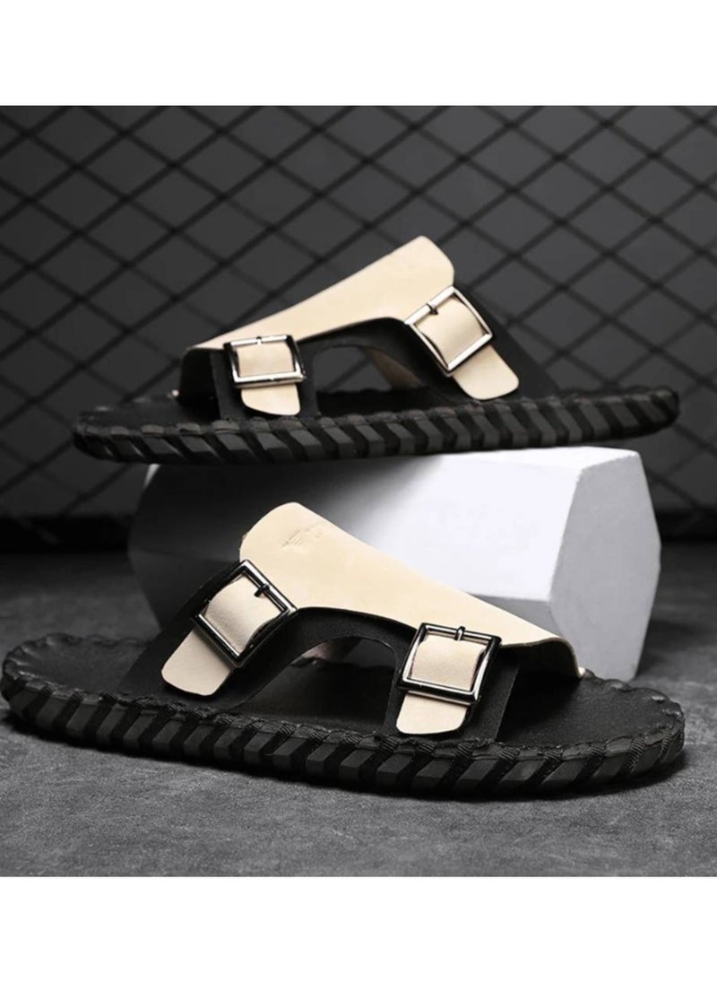 Men's Retro-Inspired Slip-On Sandals - Comfortable, Non-Slip Rubber Sole For Outdoor & Casual Wear