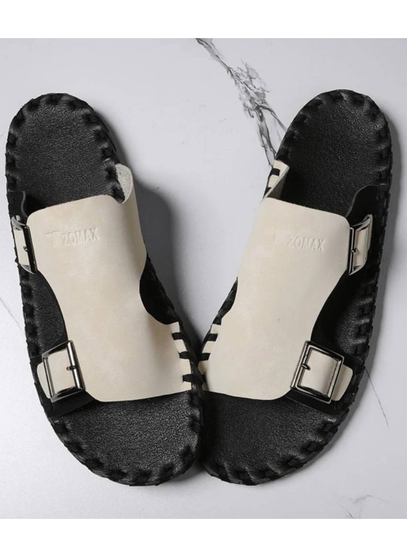 Men's Retro-Inspired Slip-On Sandals - Comfortable, Non-Slip Rubber Sole For Outdoor & Casual Wear