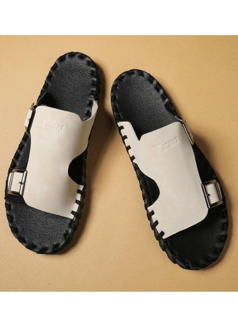 Men's Retro-Inspired Slip-On Sandals - Comfortable, Non-Slip Rubber Sole For Outdoor & Casual Wear