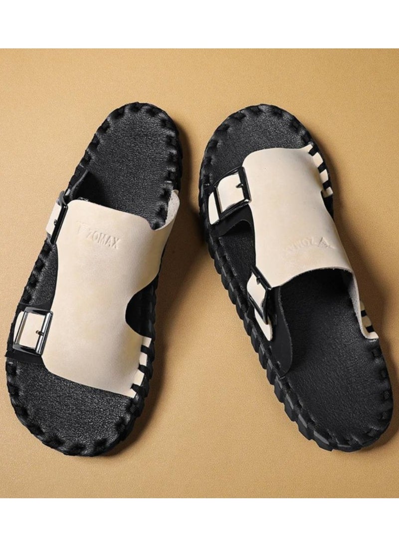 Men's Retro-Inspired Slip-On Sandals - Comfortable, Non-Slip Rubber Sole For Outdoor & Casual Wear