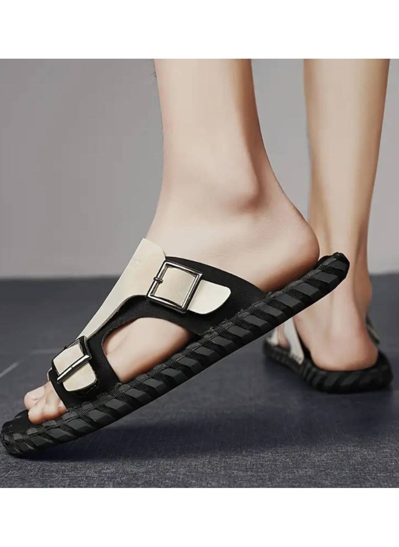 Men's Retro-Inspired Slip-On Sandals - Comfortable, Non-Slip Rubber Sole For Outdoor & Casual Wear