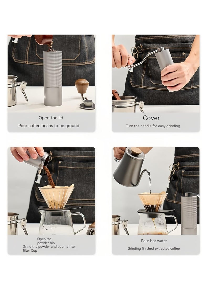 Manual Coffee Grinder,Hand Coffee Grinder with 7 Stainless Steel Conical Burr for Drip Coffee, Capacity 25g ,French Press,Pour Over,Turkish Brew,especially for Espresso Commercial Coffee Maker