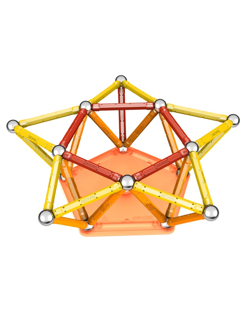 Geomag Glow Color 64pcs Magnetic Building Construction Toys, Building Set, STEM & Educational Magnet Toys, Made in Switzerland, 100% Recycled Plastic, Open Ended Toys, Construction Toys, 3yr+