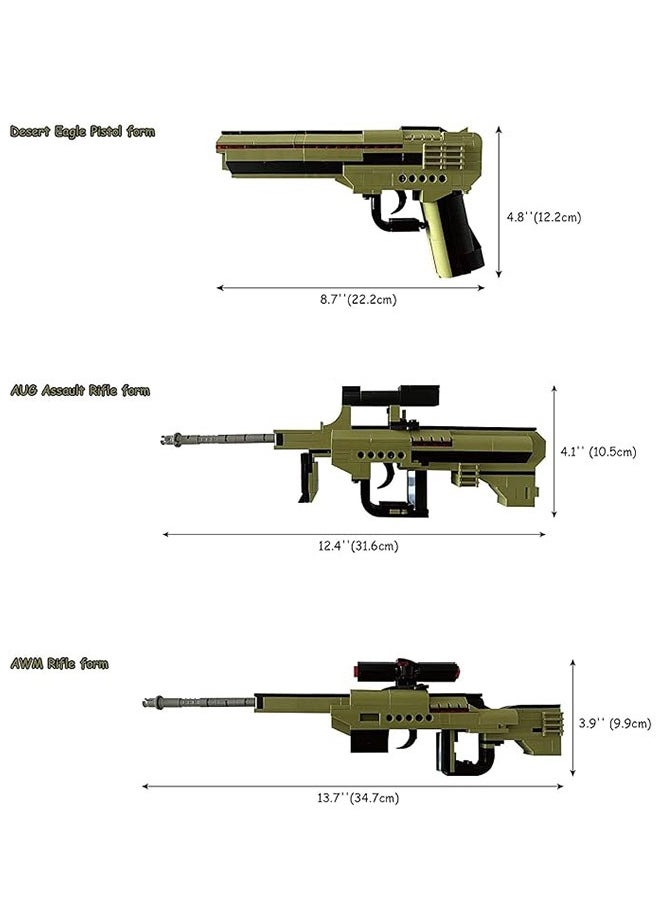 4802 3-in-1 Simulation Blaster Gun Building Blocks Model Toy Gun Educational Toy, Military enthusiast Construction Toy Set, Holiday birthday Gift for  Boys,202 PCS