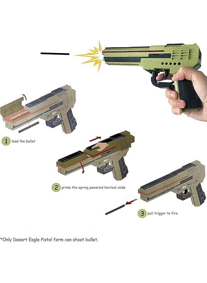 4802 3-in-1 Simulation Blaster Gun Building Blocks Model Toy Gun Educational Toy, Military enthusiast Construction Toy Set, Holiday birthday Gift for  Boys,202 PCS