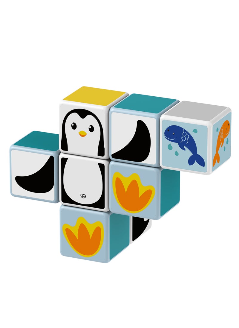 Geomag Magicube Polar-Sea Animals w/ Cards Magnet Toys 11pcs, Building Set, STEM & Educational Magnet Toys, Made in Switzerland, 100% Recycled Plastic, Open Ended Toys, Construction Toys, 18M+