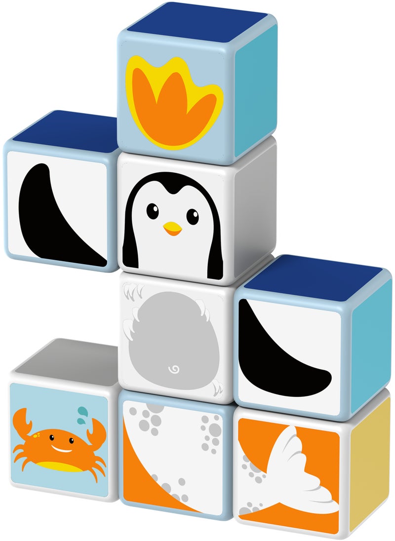 Geomag Magicube Polar-Sea Animals w/ Cards Magnet Toys 11pcs, Building Set, STEM & Educational Magnet Toys, Made in Switzerland, 100% Recycled Plastic, Open Ended Toys, Construction Toys, 18M+