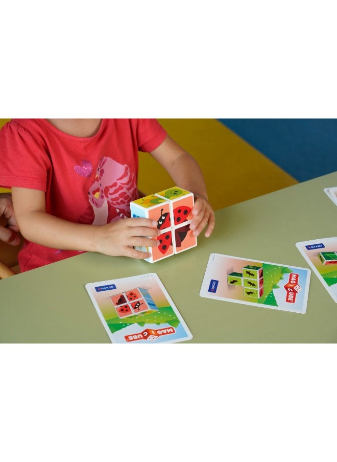 Geomag Magicube Printed Fruit with Magnetic Cubes and Cards 7pcs Magnet Toys Building Constructions for Children STEM Creativity Imagination, Recreational Conventional Educational Made in Switzerland