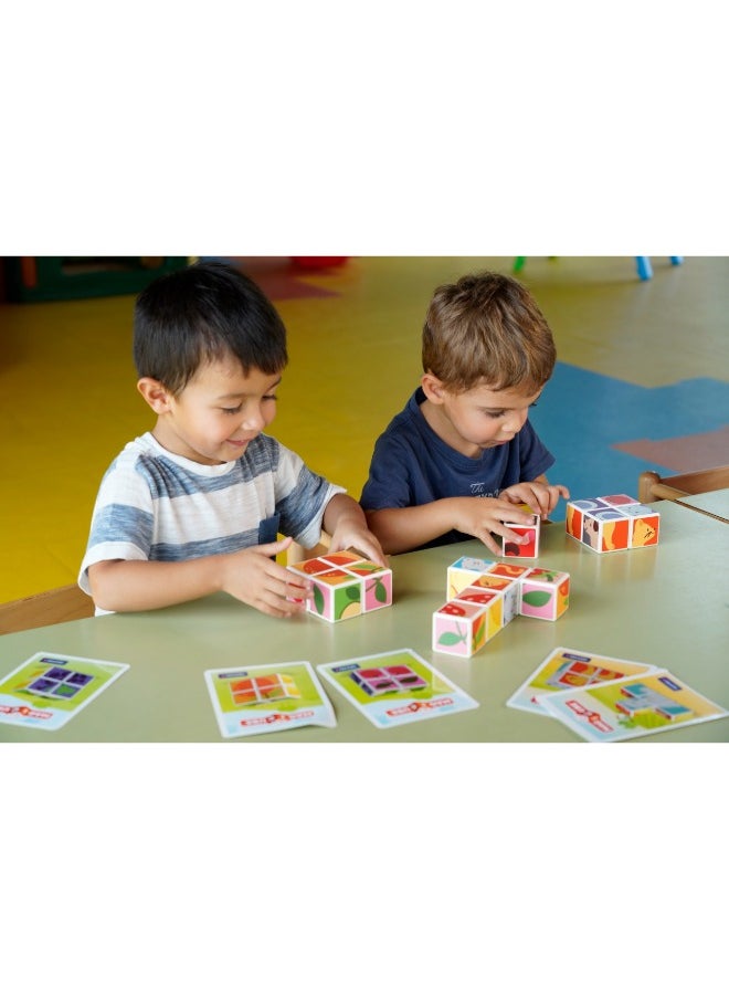 Geomag Magicube Printed Fruit with Magnetic Cubes and Cards 7pcs Magnet Toys Building Constructions for Children STEM Creativity Imagination, Recreational Conventional Educational Made in Switzerland