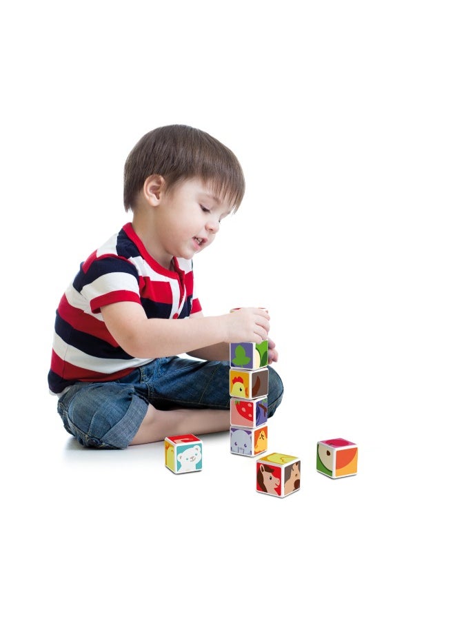 Geomag Magicube Printed Fruit with Magnetic Cubes and Cards 7pcs Magnet Toys Building Constructions for Children STEM Creativity Imagination, Recreational Conventional Educational Made in Switzerland
