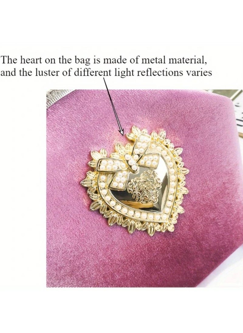 Women's Elegant Evening Clutch Handbag Velvet Purse Crossbody Vintage Satchel Shoulder Bag for Prom Party WeddingA