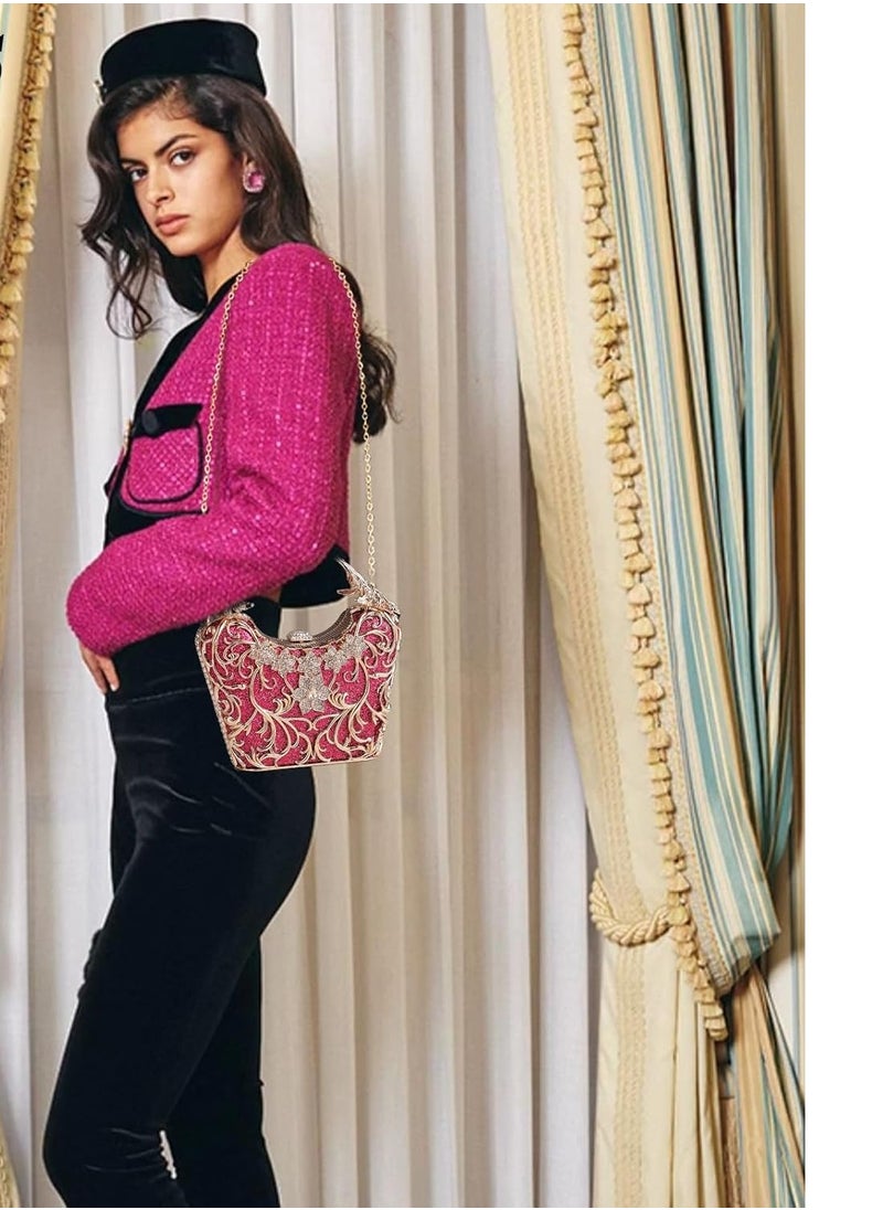 Women's Rhinestone Clutch Diamond Evening Bag Glitter Crystal Handbag Elegant Sequin Shoulder Bag Shiny Crossbody Bag Small Bag for Cocktail Party Birthday Evening Party