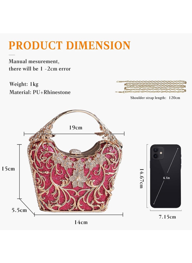 Women's Rhinestone Clutch Diamond Evening Bag Glitter Crystal Handbag Elegant Sequin Shoulder Bag Shiny Crossbody Bag Small Bag for Cocktail Party Birthday Evening Party