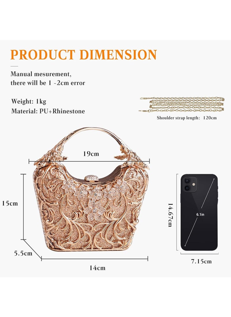 Women's Rhinestone Clutch Diamond Evening Bag Glitter Crystal Handbag Elegant Sequin Shoulder Bag Shiny Crossbody Bag Small Bag for Cocktail Party Birthday Evening Party