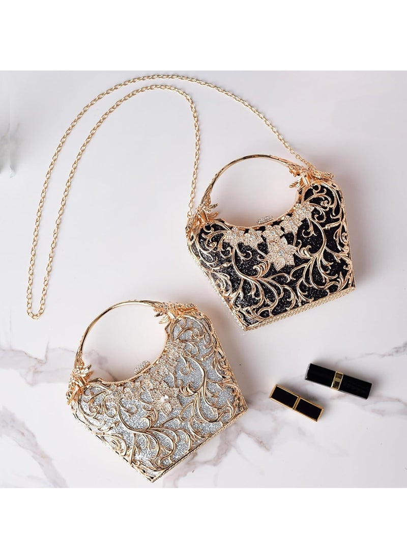 Women's Rhinestone Clutch Diamond Evening Bag Glitter Crystal Handbag Elegant Sequin Shoulder Bag Shiny Crossbody Bag Small Bag for Cocktail Party Birthday Evening Party