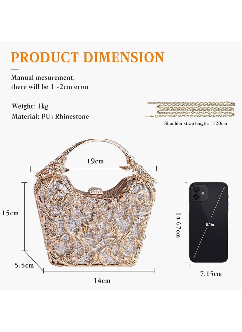 Women's Rhinestone Clutch Diamond Evening Bag Glitter Crystal Handbag Elegant Sequin Shoulder Bag Shiny Crossbody Bag Small Bag for Cocktail Party Birthday Evening Party