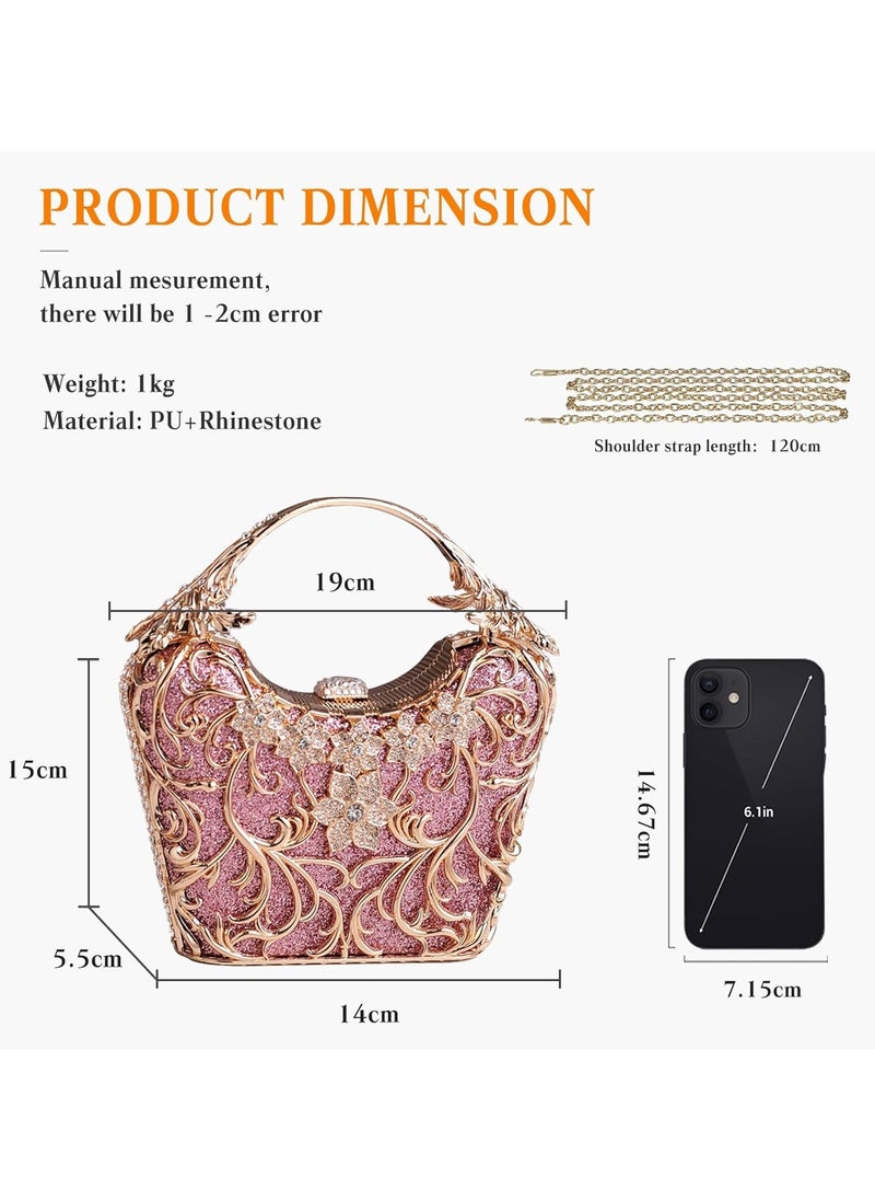 Women's Rhinestone Clutch Diamond Evening Bag Glitter Crystal Handbag Elegant Sequin Shoulder Bag Shiny Crossbody Bag Small Bag for Cocktail Party Birthday Evening Party