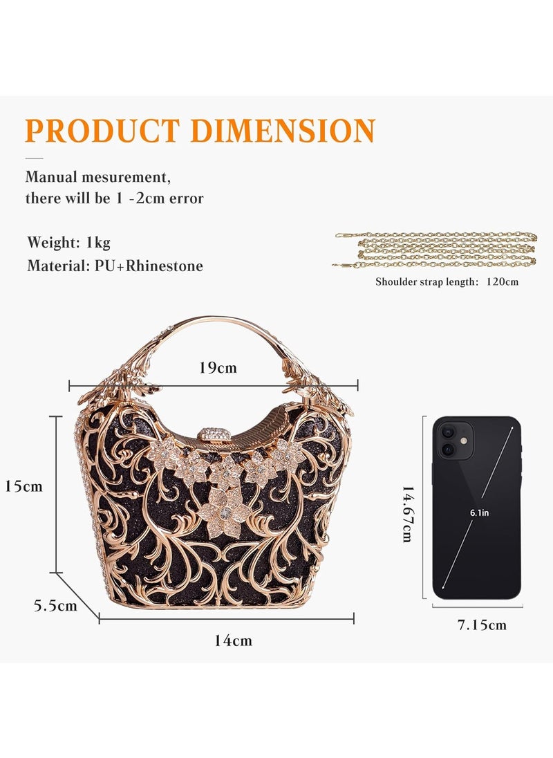Women's Rhinestone Clutch Diamond Evening Bag Glitter Crystal Handbag Elegant Sequin Shoulder Bag Shiny Crossbody Bag Small Bag for Cocktail Party Birthday Evening Party