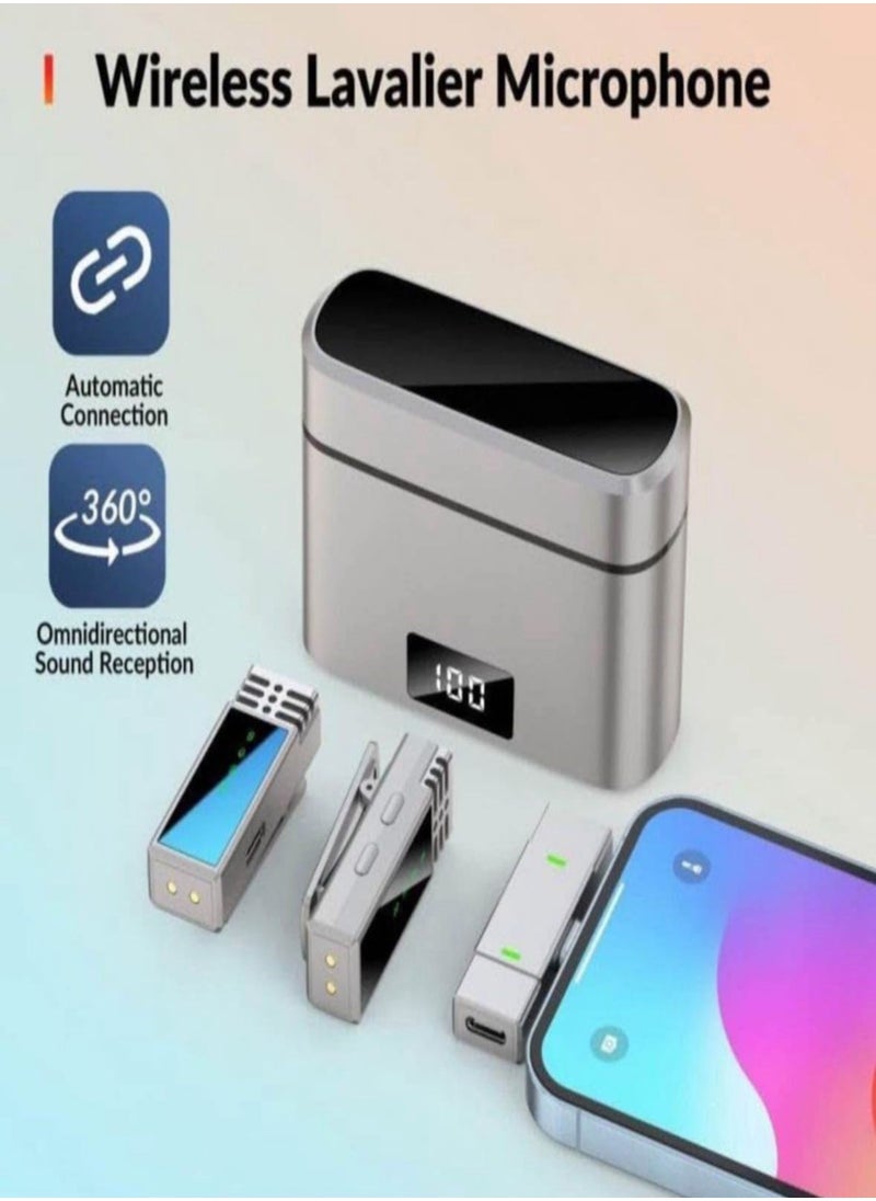 Jmary MW-15 DUAL Lavalier Microphone for Android Type-C Tablet Laptop Mobile Smartphone | Plug Play Mic | Charging Case | 48 Hours Battery | For Video Recording Interview Youtube Vlogging |20m Range