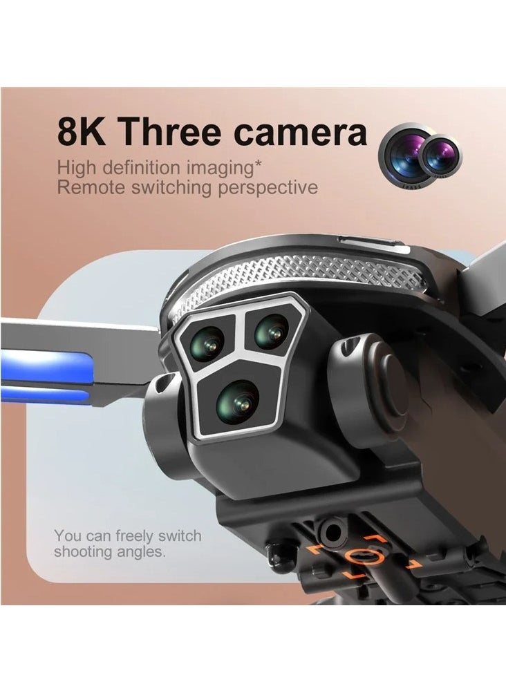V888 8K HD Drone with Triple Cameras, Long Range Brushless Quadcopter, Optical Flow, Dual Battery, Mobile App Control, Auto Return – Perfect for Beginners and Aerial Exploration