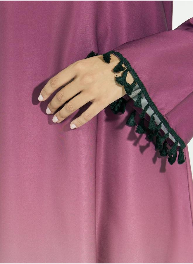 Gradient Effect Jalabiya with Tassel Detail