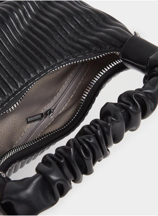 Textured Mini Handbag with Detachable Strap