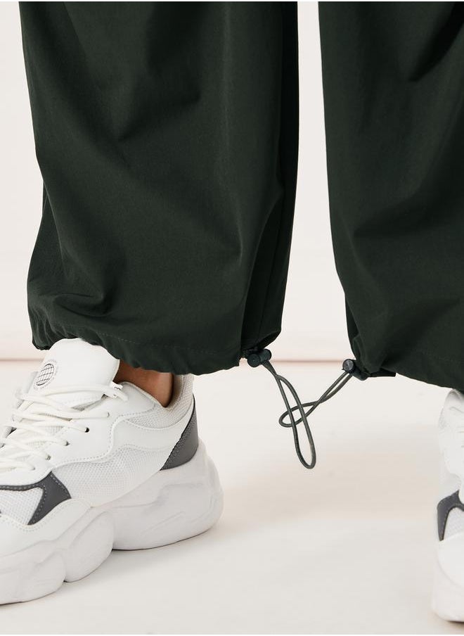 Parachute Oversized Joggers with Knee Pintuck Detail