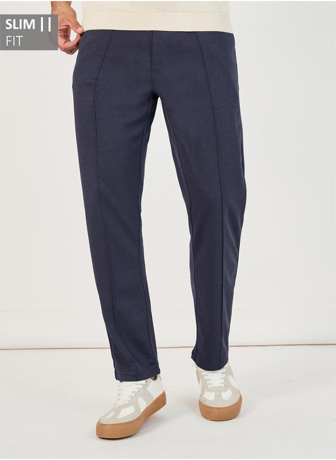 Front Pintuck Knit Slim Fit Pants