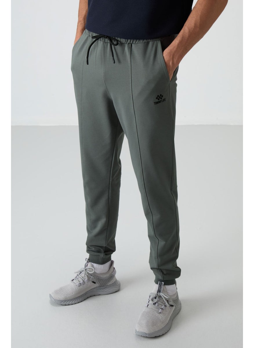 Khaki Cotton Soft Texture Comfort Fit Embroidered Men's Jogger - 82123