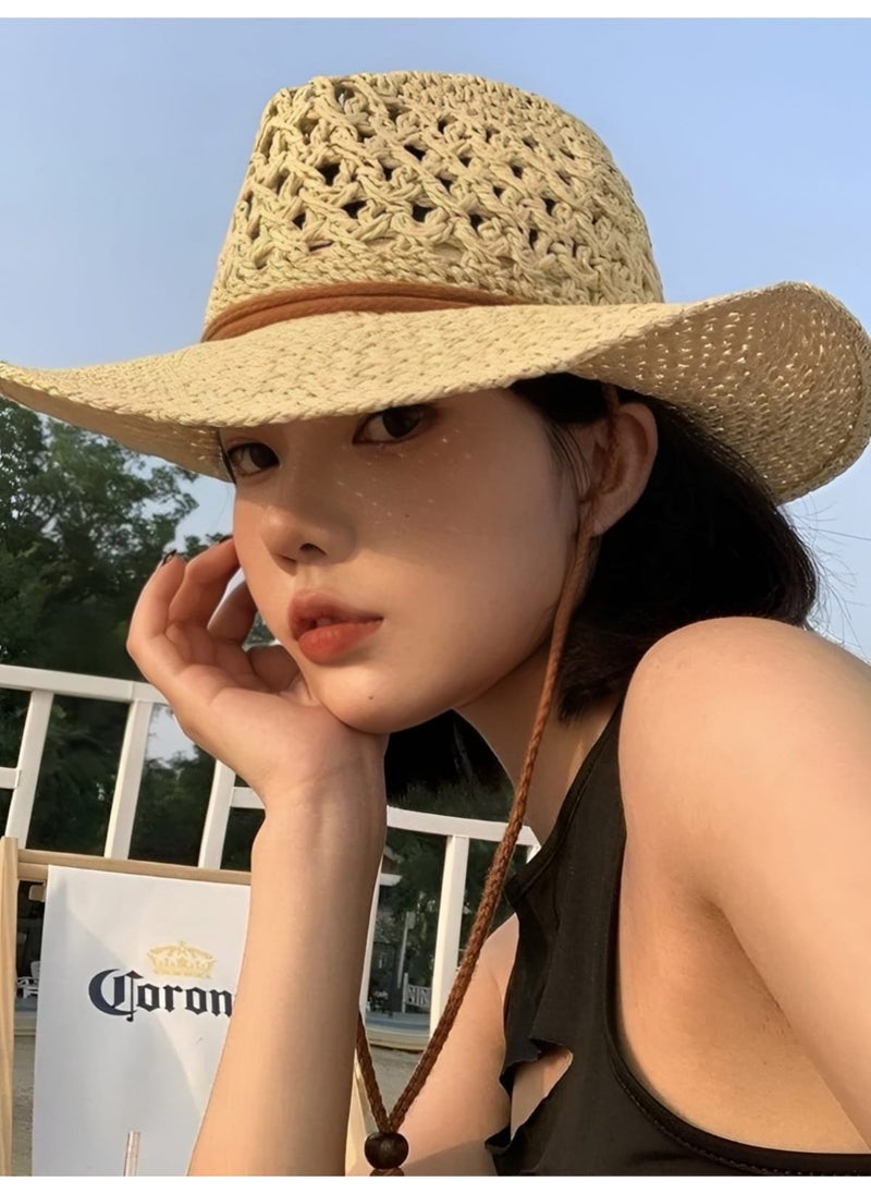 Women's Handmade Organic Straw Cowboy Hat