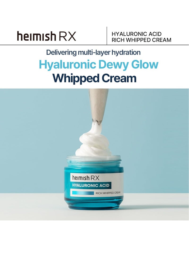 HEIMISH RX Hyaluronic Acid Rich Whipped Cream - Deep Moisturizer for Sensitive and Dry Skin, Daily Face Cream, Lightweight, with Hyaluronic Acid, Panthenol, Korean Skincare, 50ml (1.69 fl. oz)