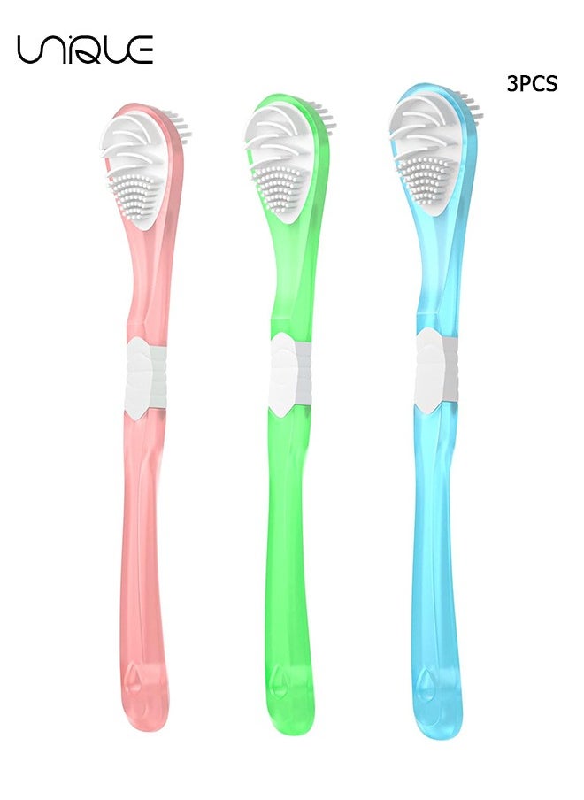 3 Pack Double-Side Desiged Tongue Scraper - Ultra-Soft Tongue Brush Tongue Cleaner for Food-Grade Portable Tongue Liners
