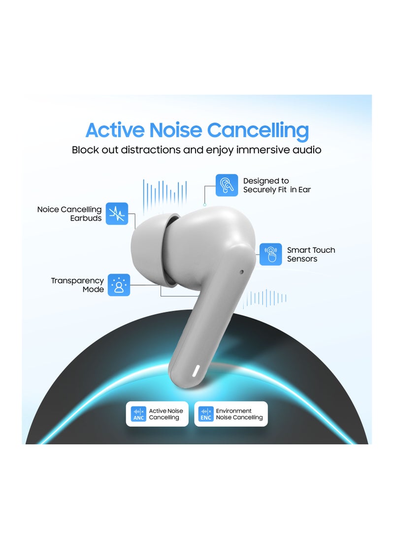 Swiss Military Victor 4 Wireless Earbuds Bluetooth with Active Noise Cancelling, ENC, 5hr Music, Wireless Charging Case,150hr Standby, Compatible with iPhones, Samsung and other Smartphones(White)