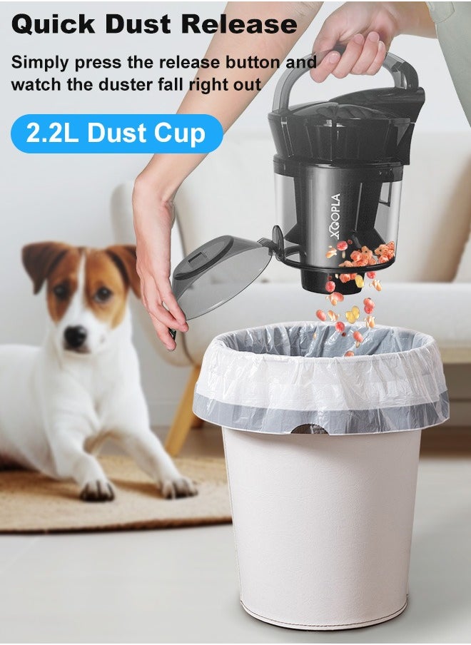 Canister Vacuum Cleaner, with 2200W Powerful 28000PA Suction Handheld Vacuum Cleaner, 99.9% Dust Removal, 2.2L Dust Cup, 5.2KG Lightweight Design, Auto Cord Rewind, Multi-Surface Brush for Hard Floor /Carpet /Sofa,Suitable for home, office and car cleaning