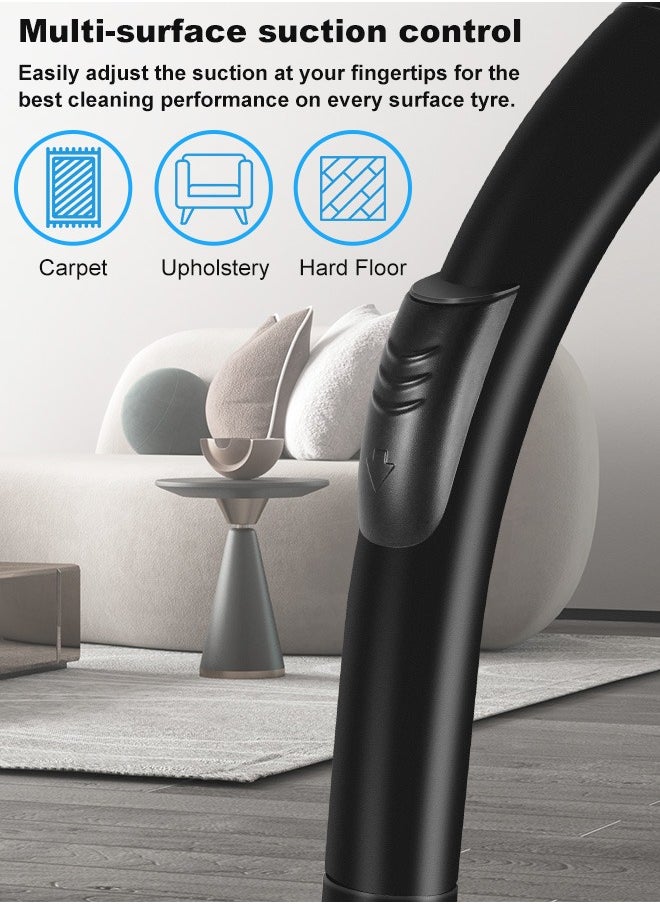 Canister Vacuum Cleaner, with 2200W Powerful 28000PA Suction Handheld Vacuum Cleaner, 99.9% Dust Removal, 2.2L Dust Cup, 5.2KG Lightweight Design, Auto Cord Rewind, Multi-Surface Brush for Hard Floor /Carpet /Sofa,Suitable for home, office and car cleaning