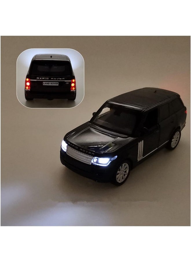 Ixora Alloy Metal Pull Back Diecast Car Scale Model Metal Pullback Toy Car with Openable Doors & Light, Music for Gift,Party Decorations Toy (1/32 Range Rover Sport - Black)