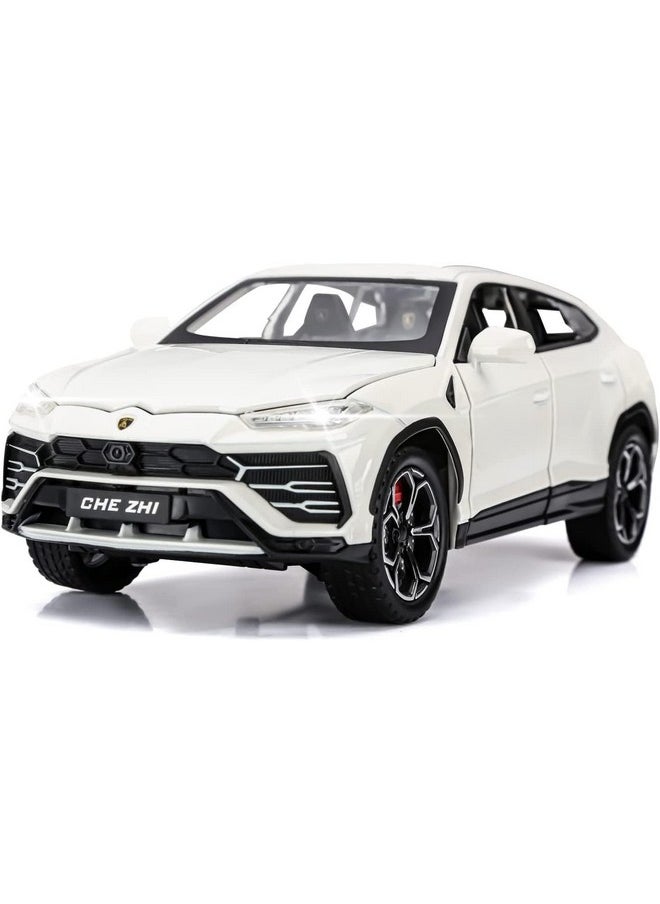 Ixora White LAMBORGHHINI Urus Alloy Metal Pull Back Die-cast Car 1:32 Diecast Metal Pullback Toy car with Openable Doors & Light, Music Boys Gifts Toys for Kids (White)