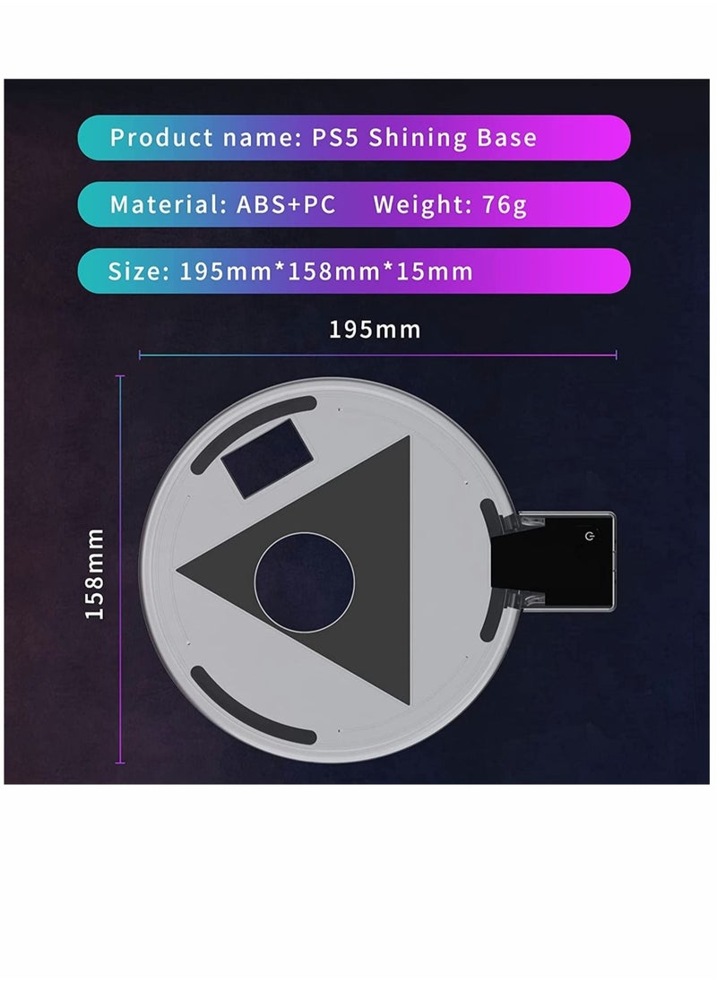 Adjustable Console RGB Base Stand for PS5 Accessories for PS5 RGB LED Console Stand for PS5 Upgraded PS5 Host Dock Shining Base with RGB Indicator Shining Base with RGB Indicator