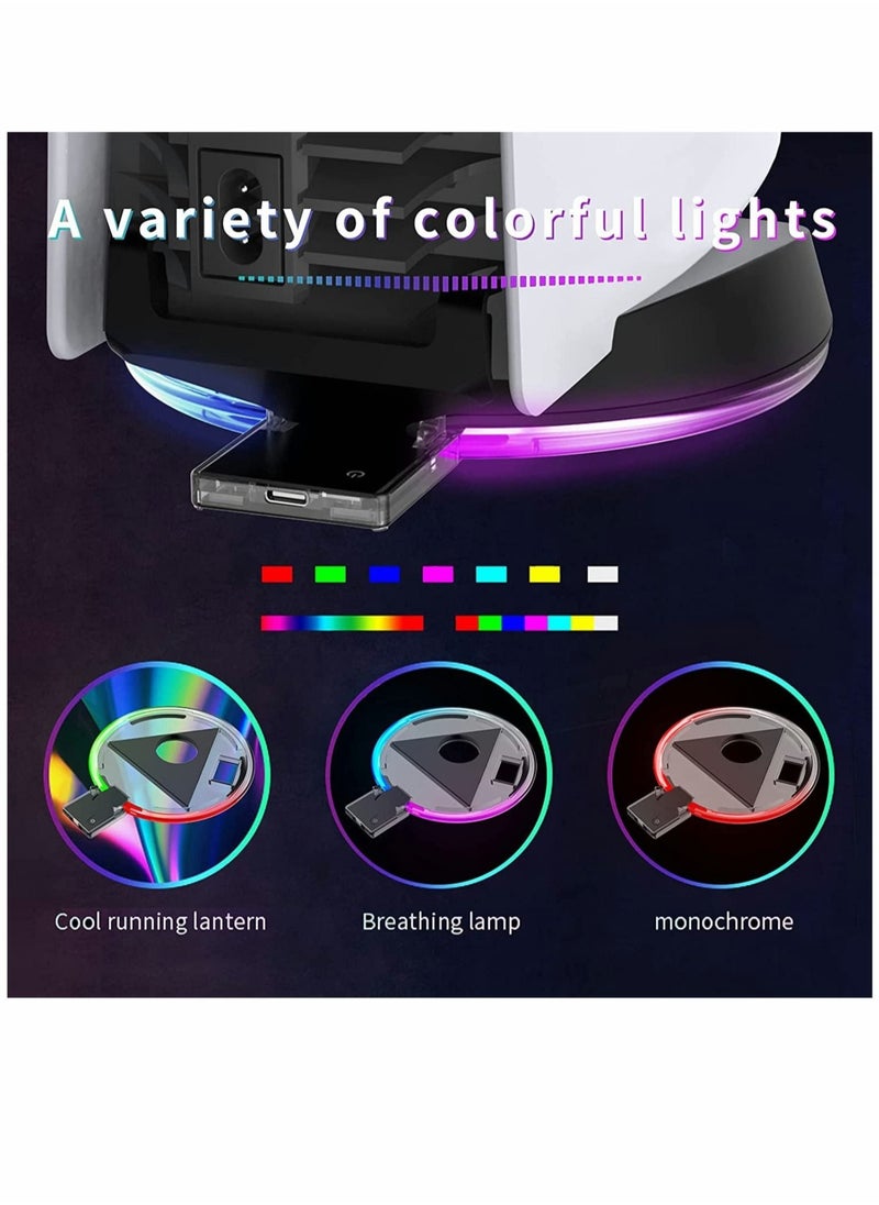 Adjustable Console RGB Base Stand for PS5 Accessories for PS5 RGB LED Console Stand for PS5 Upgraded PS5 Host Dock Shining Base with RGB Indicator Shining Base with RGB Indicator