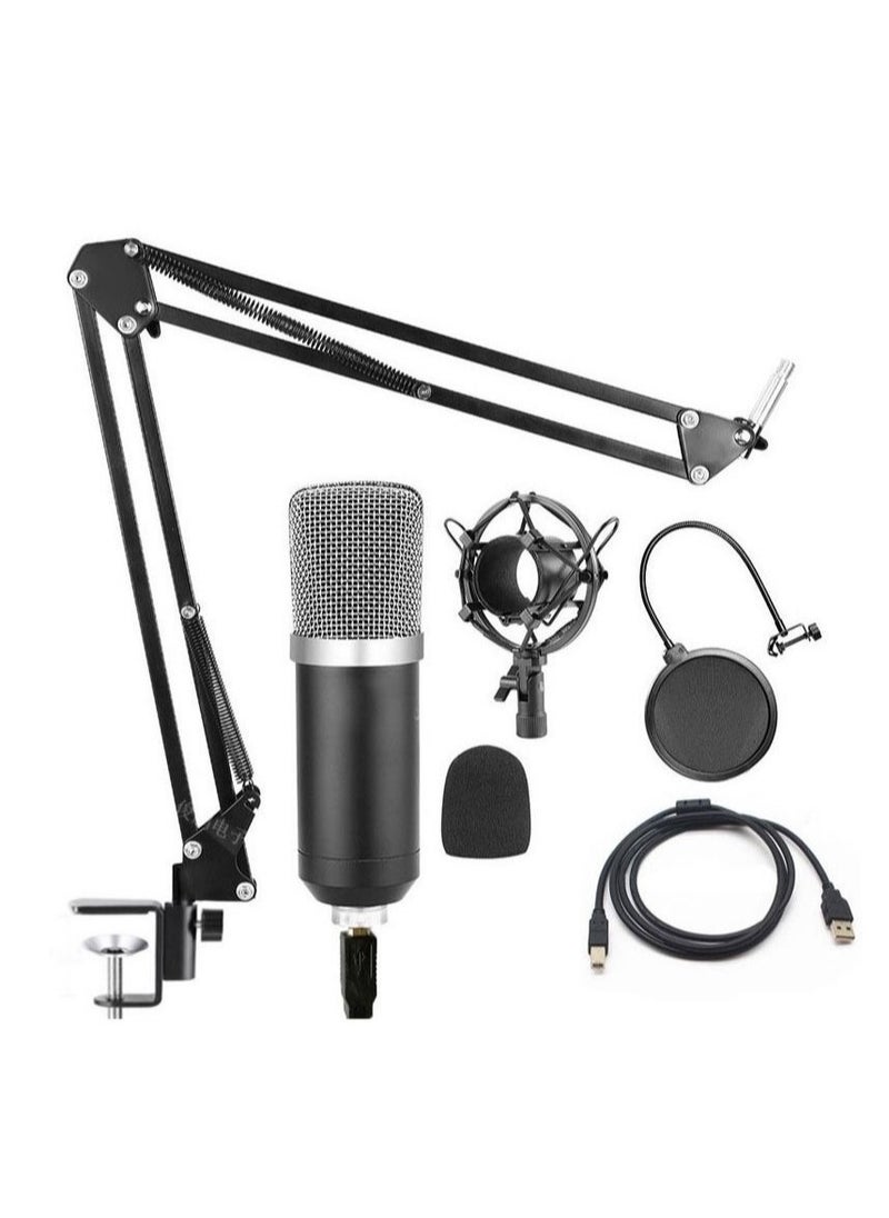 USB Condenser Microphone for PC – 192KHZ/24BIT Professional Cardioid Mic Kit with Adjustable Scissor Arm Stand, Shock Mount, and Pop Filter – Ideal for Karaoke, YouTube, Gaming, and Podcasting – High-Quality Sound with Noise Reduction