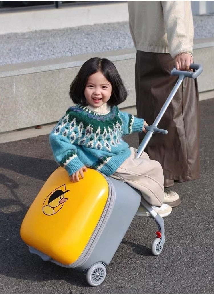 Skycare Ride-able 2 in 1 Luggage Case,Expandable Luggage with Spinner Wheels,Large Suitcases with Child Seat Design,20 inch Hardside Carry on Luggage for Travel