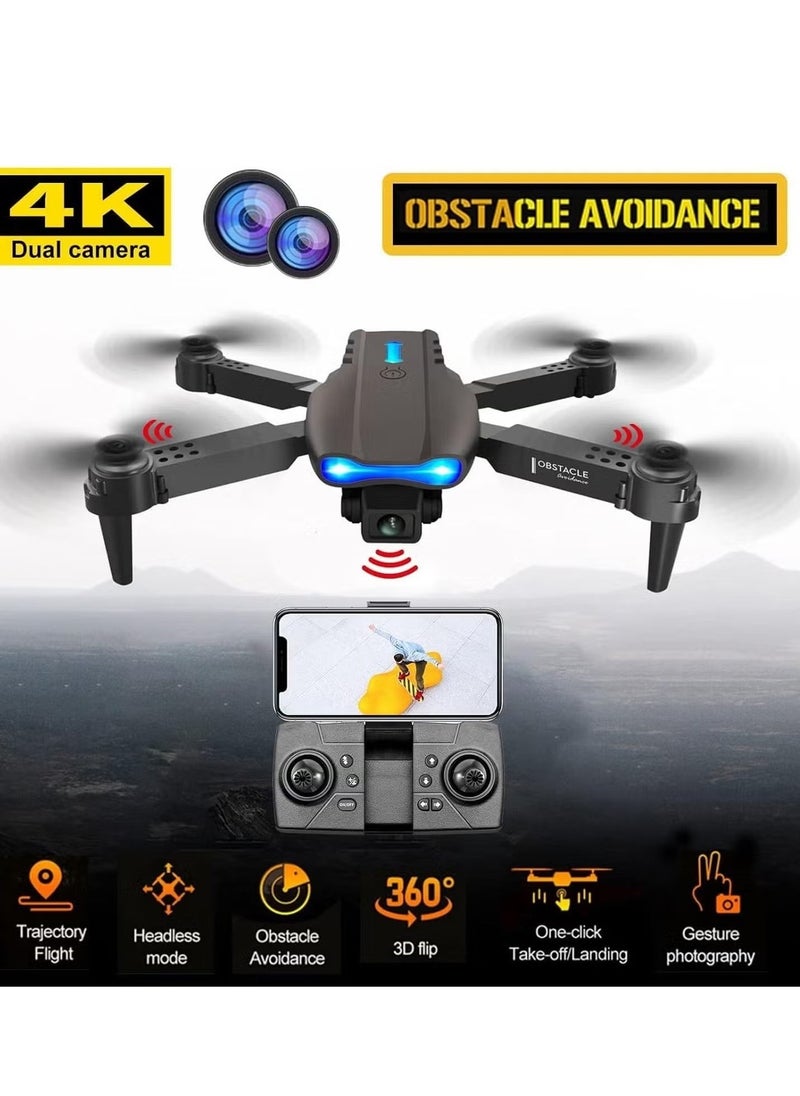 E99 Foldable Drone with Dual HD Camera WiFi FPV Live Video Quadcopter with Remote Control 6-Axis Gyro Altitude Hold One-Key Takeoff and Landing Long Battery Life Easy to Fly for Beginners and Adults Perfect for Aerial Photography and Travel
